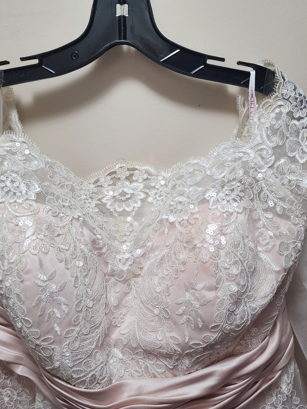 JJs House Blush Off-Shoulder Lace High-Low Gown - Picture 3 of 13